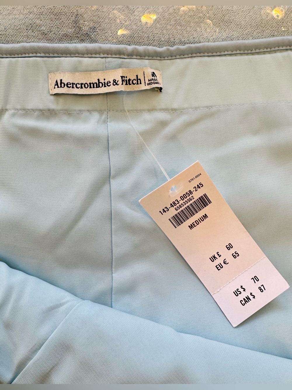 NWT Abercrombie & Fitch Light Blue Sequin A-Line Mini Skort - Picture 4 of 7